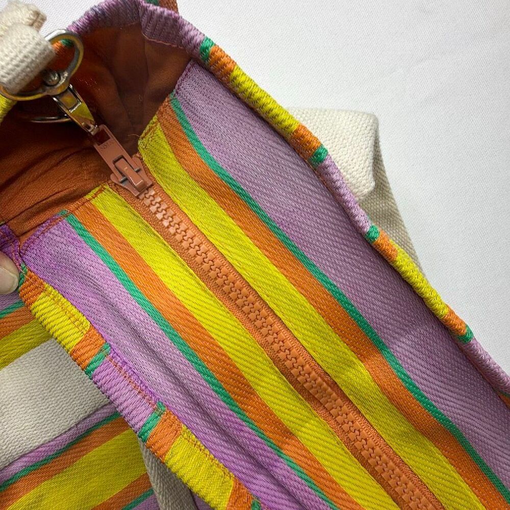 BDG Urban Outfitters Serena Mesh Tote Bag Purple Orange Striped - Picture 4 of 8